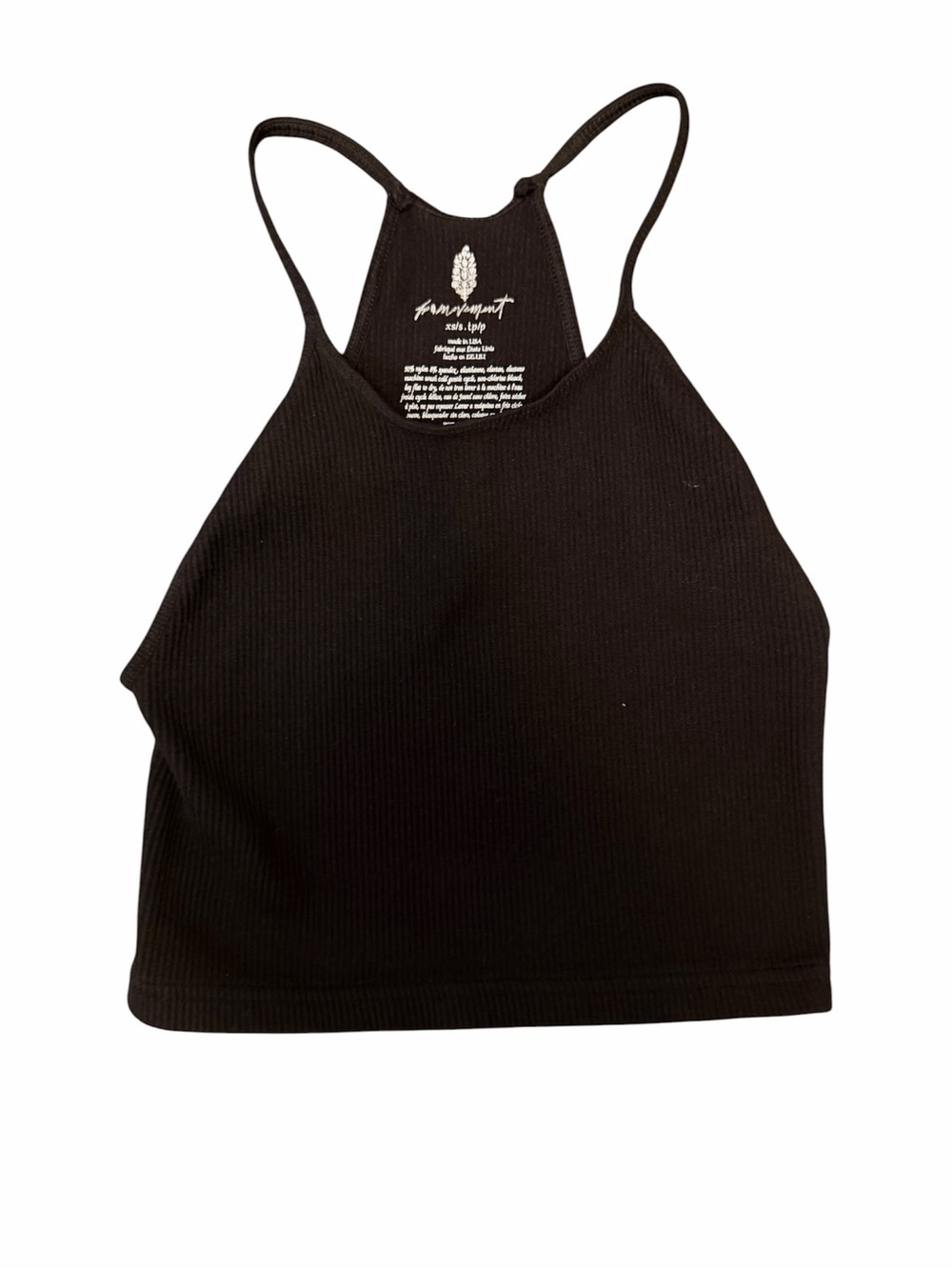Free people Movement Ribbed Black Cropped Tank Top - size XS/S